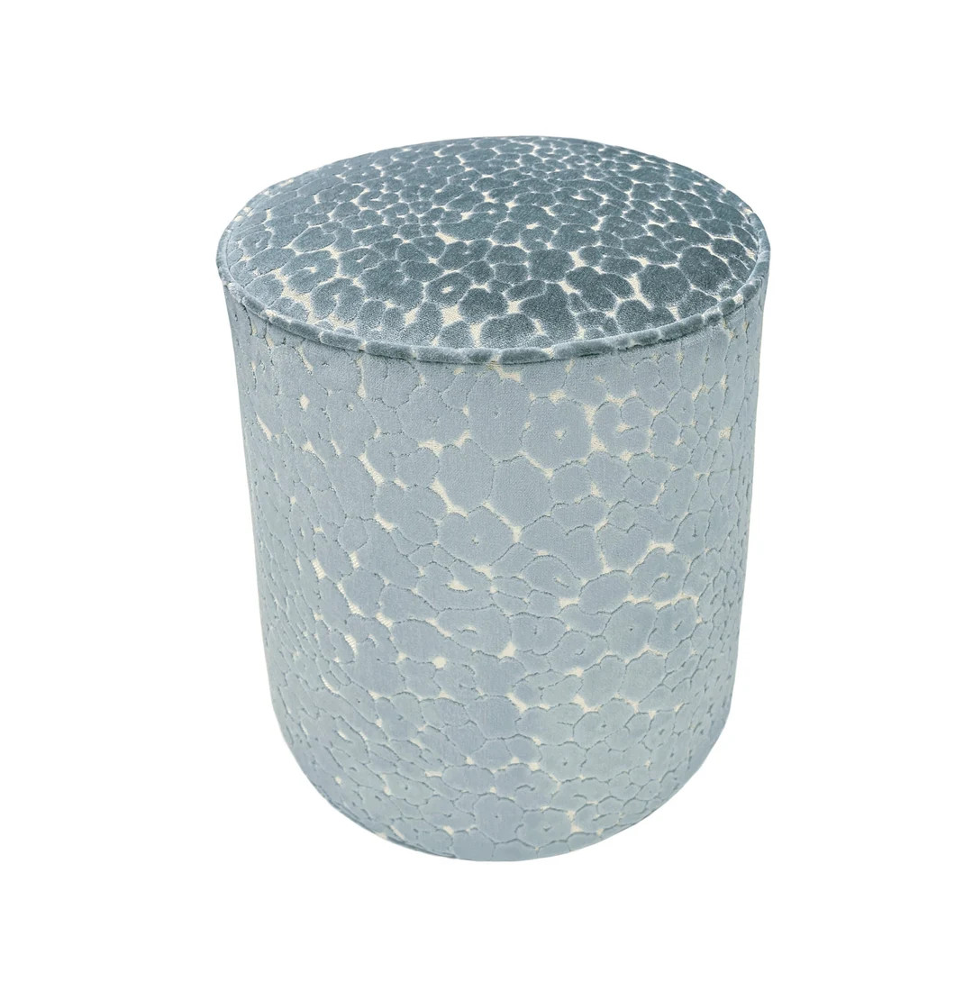 The Tight Round Ottoman : Leopard Cut Velvet // Cerulean Blue | upholstered bench | round stool |... | Etsy (US)