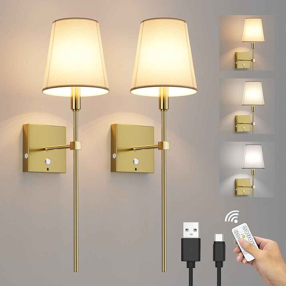 2 Stück kabellose wandleuchte mit Timer, 6000mAh wiederaufladbare Batterie wall lights, dimmbare... | Amazon (DE)