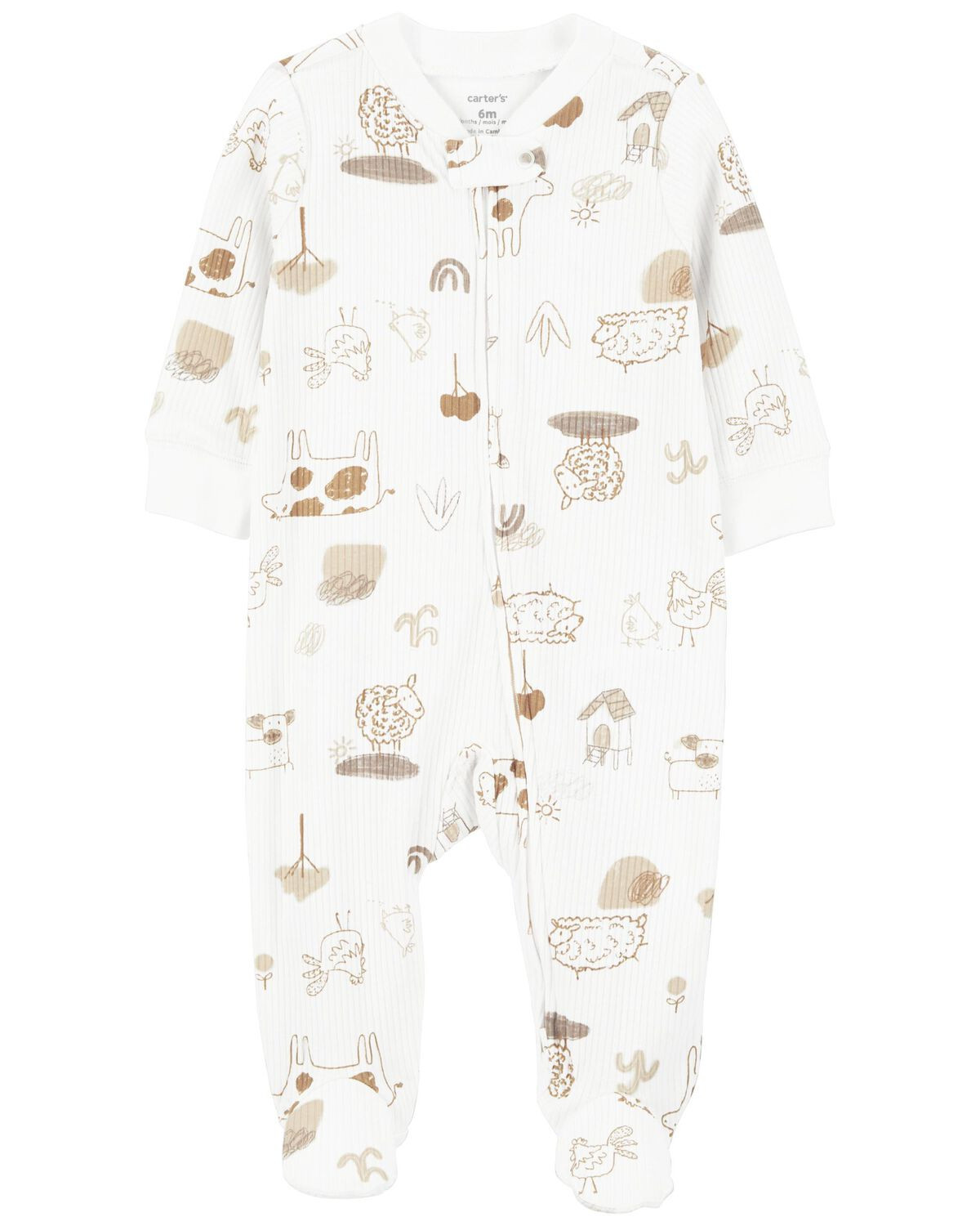 Baby Animals 2-Way Zip Cotton Blend Sleep & Play Pajamas | Carter's