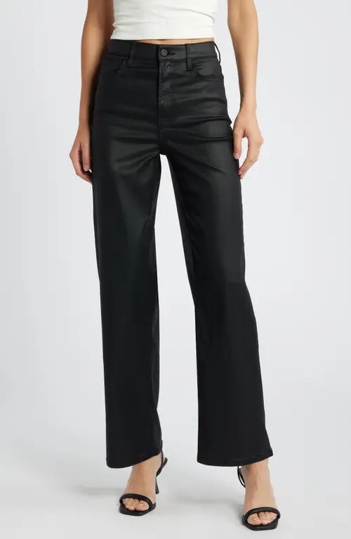 HIDDEN JEANS Coated Wide Leg Dad Jeans in Black at Nordstrom, Size 26 | Nordstrom
