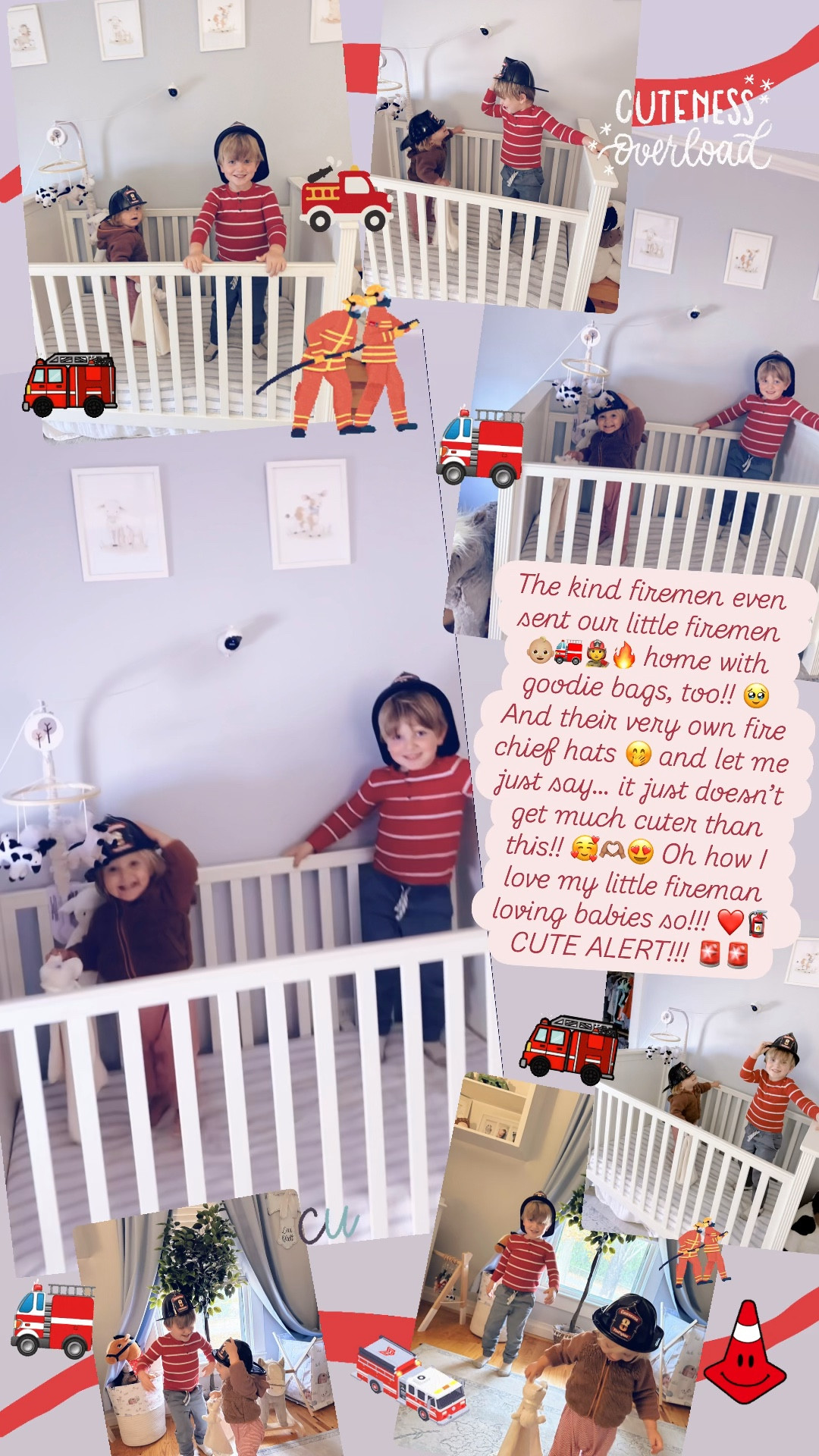 The kind firemen even sent our little firemen 👶🏼🚒🧑‍🚒🔥 home with goodie bags, too!! 🥹 And their very own fire chief hats 🤭 and let me just say… it just doesn’t get much cuter than this!! 🥰🫶🏽😍 Oh how I love my little fireman loving babies so!!! ❤️🧯 CUTE ALERT!!! 🚨🚨

#LTKBaby #LTKKids #LTKFamily