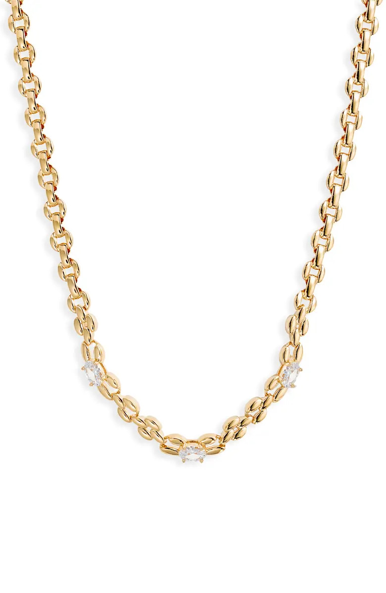 Cubic Zirconia Lattice Chain Collar Necklace | Nordstrom