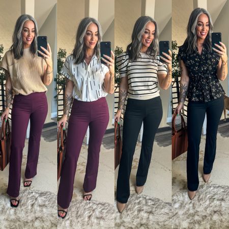 Business casual looks. These are the best pants yall, they feel like a flare athletic pant. I’m 5’8, 150 lbs, Wearing size M and 33 inch inseam. Love that you can choose your inseam! Size M in all tops.

#LTKover40 #LTKstyletip