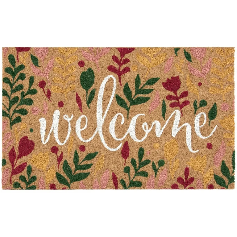 Mainstays 18X30 Welcome Floral Outdoor Coir Mat | Walmart (US)