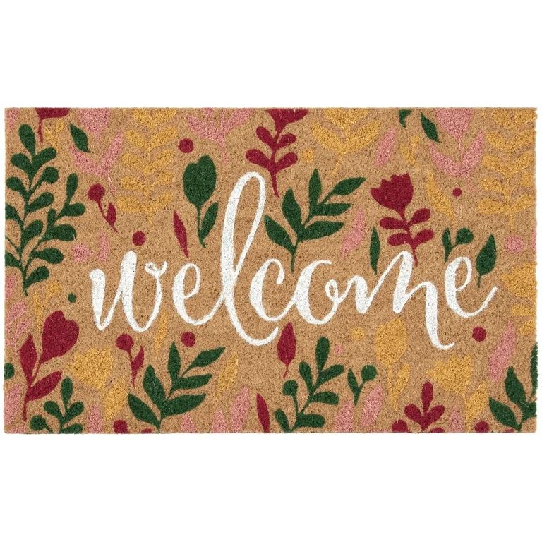 Mainstays 18X30 Welcome Floral Outdoor Coir Mat - Walmart.com | Walmart (US)