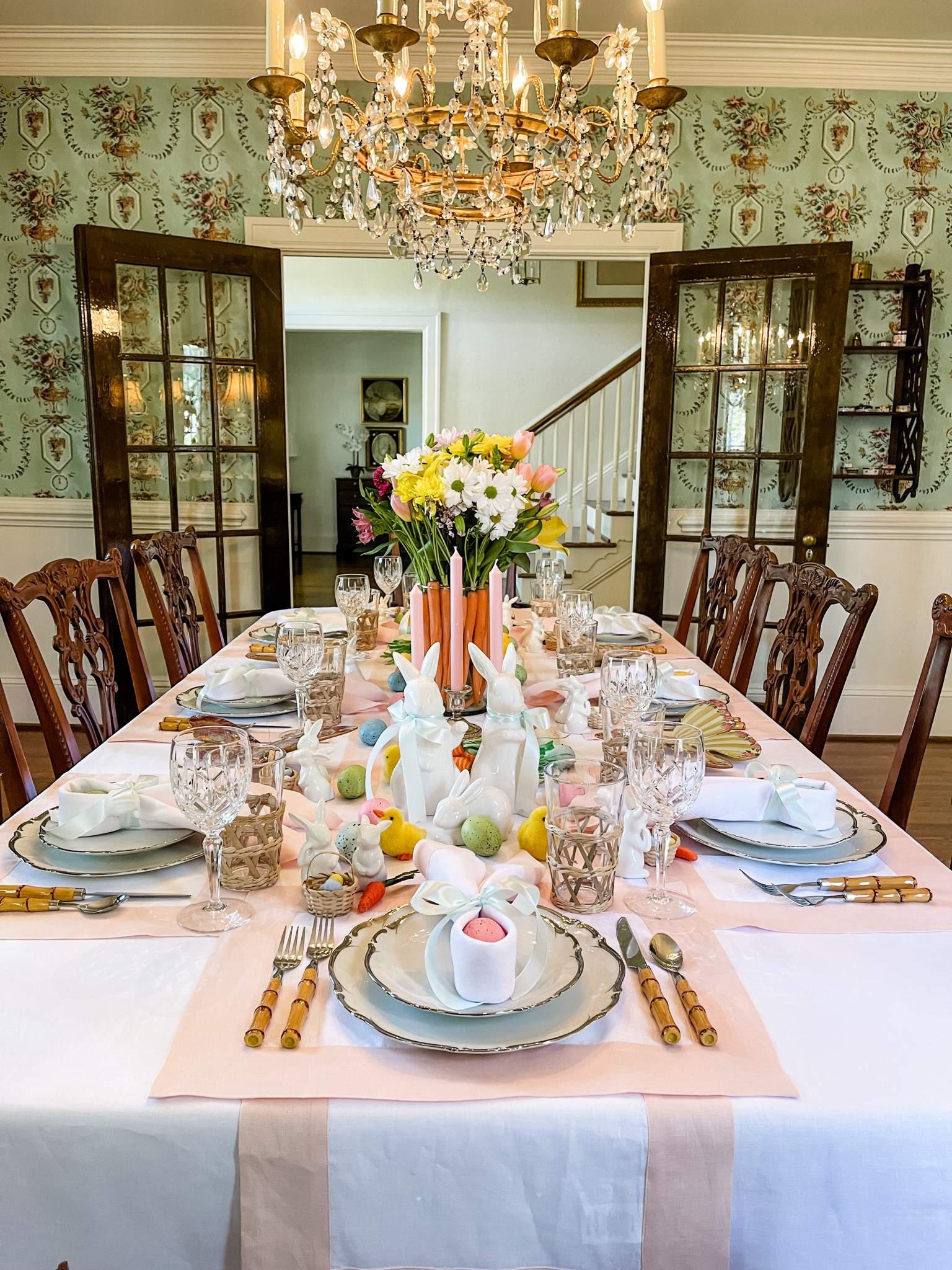 Throwback to last year's Easter tablescape where tradition met elegance in a symphony of pink, white, and whimsy. 🌸🍽️ From vintage vibes with bamboo flatware to the playful charm of ceramic bunnies, every detail was a testament to joy and celebration. How do you make Easter special? 🐰✨🌷

#LTKSeasonal #LTKhome #LTKstyletip