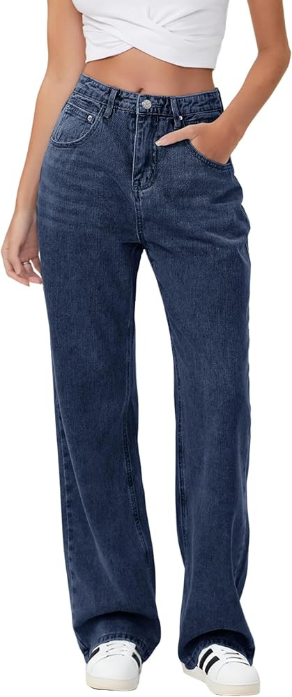 HDLTE Baggy Stretchy Jeans for Women High Waisted Trendy Wide Leg Jeans Boyfriend Denim Pants wit... | Amazon (US)