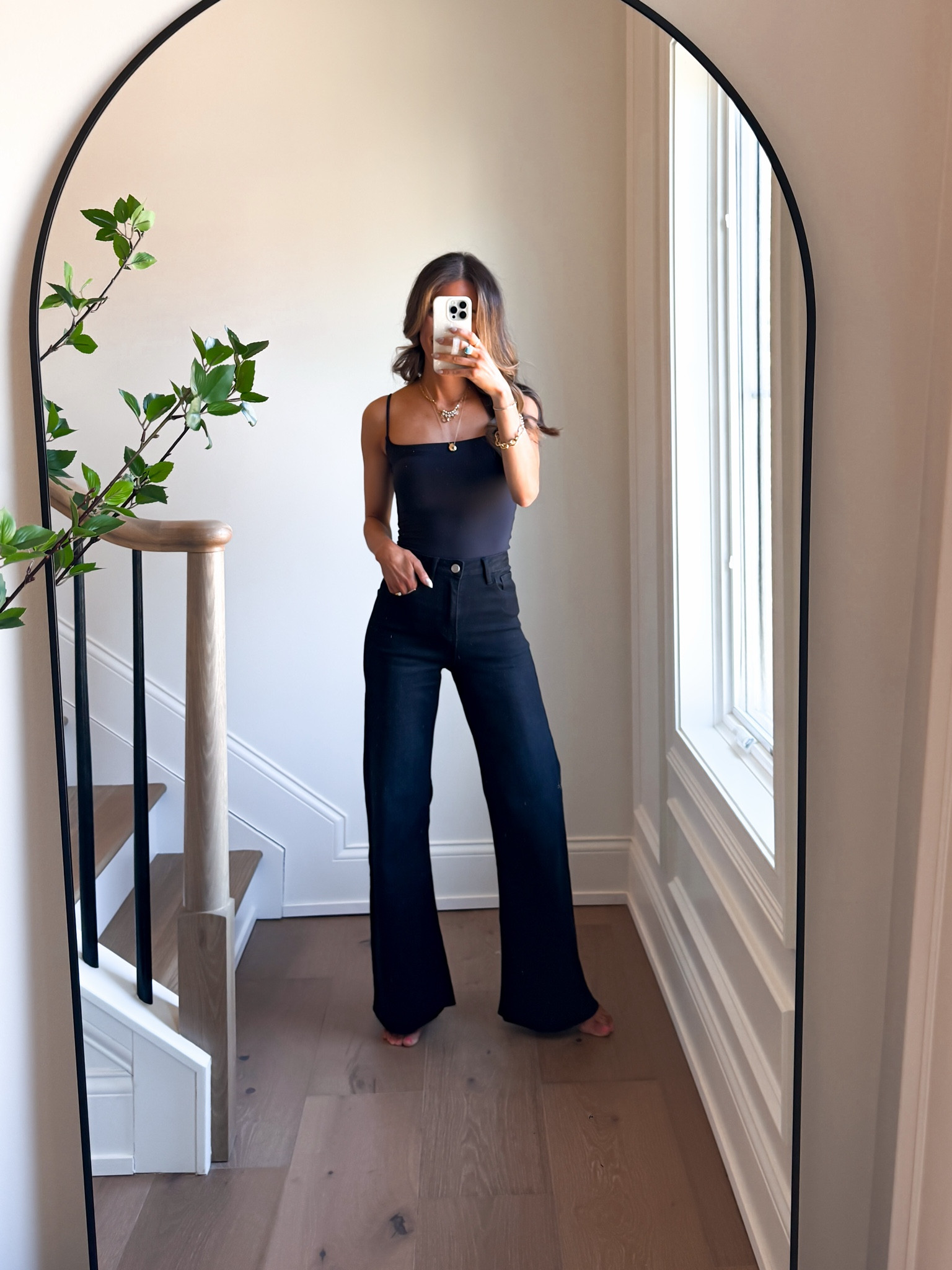 Wearing a xsmall basic tank - fits true to size. I’m 5’6” wearing the 32” inseam size 0 black stretchy jeans. Fit true to size. 

#LTKdayinmylife #LTKootd #LTKgrwm