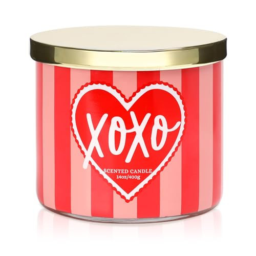 Valentine’s Day Candle,XOXO Candle,Rose Scented Candles, Large 3 Wicks,Valentines Gifts for Her,Best Gift for Womens Girlfriend Wife Couples,14 oz | Amazon (US)