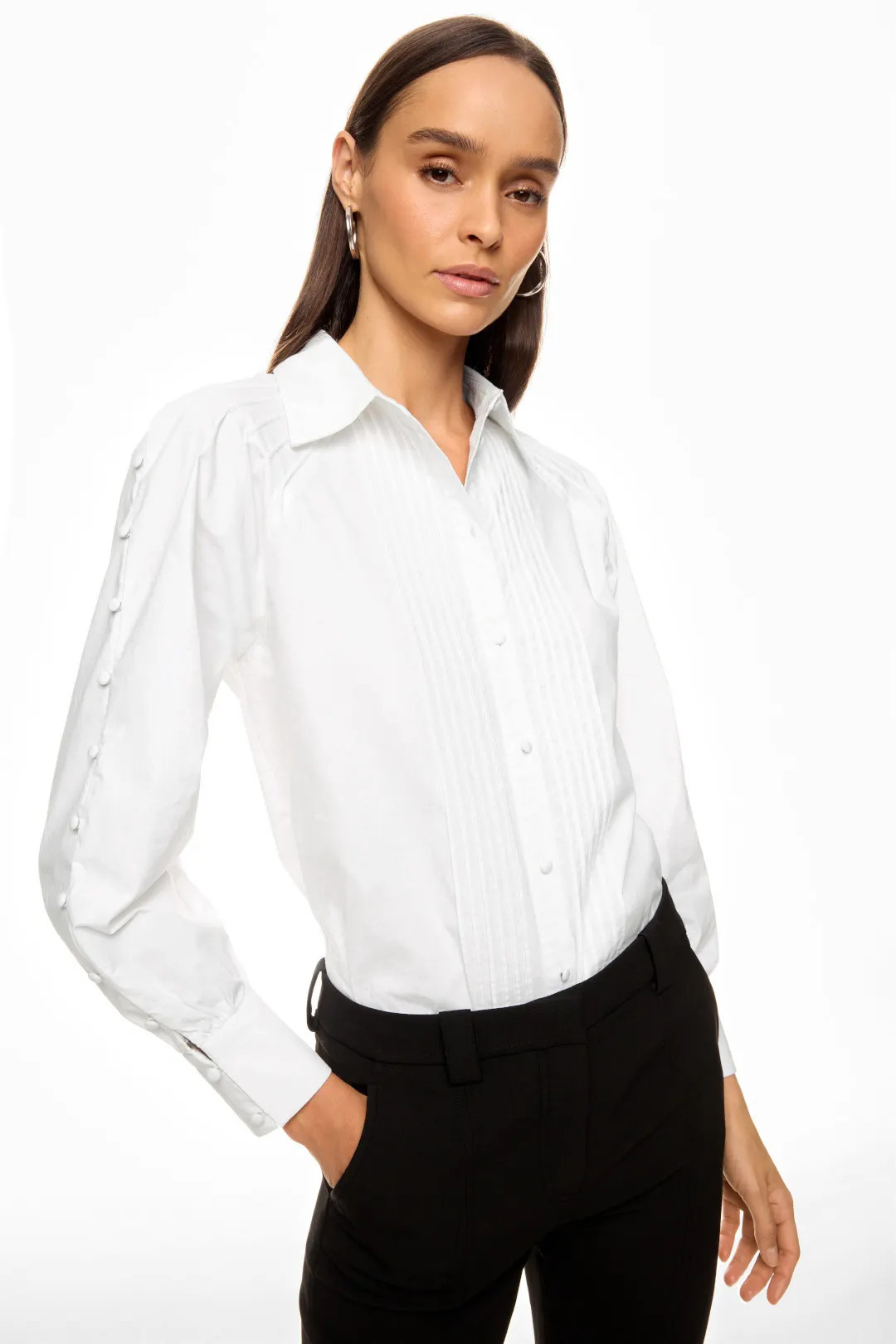 Poplin Split Sleeve Tuxedo Shirt | Rent the Runway