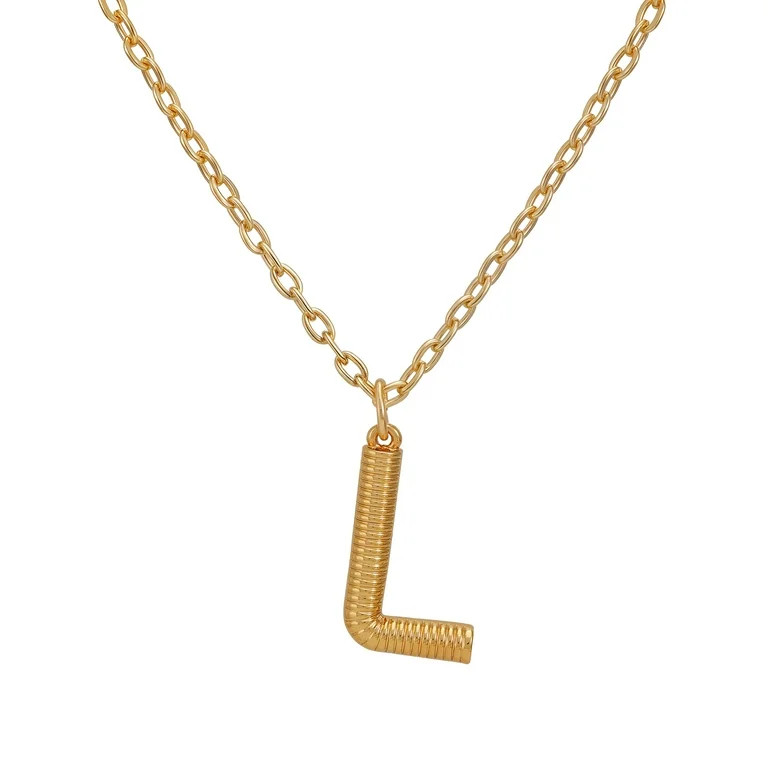 Time and Tru Women's Goldtone Initial L Necklace with Giftable Pouch - Walmart.com | Walmart (US)