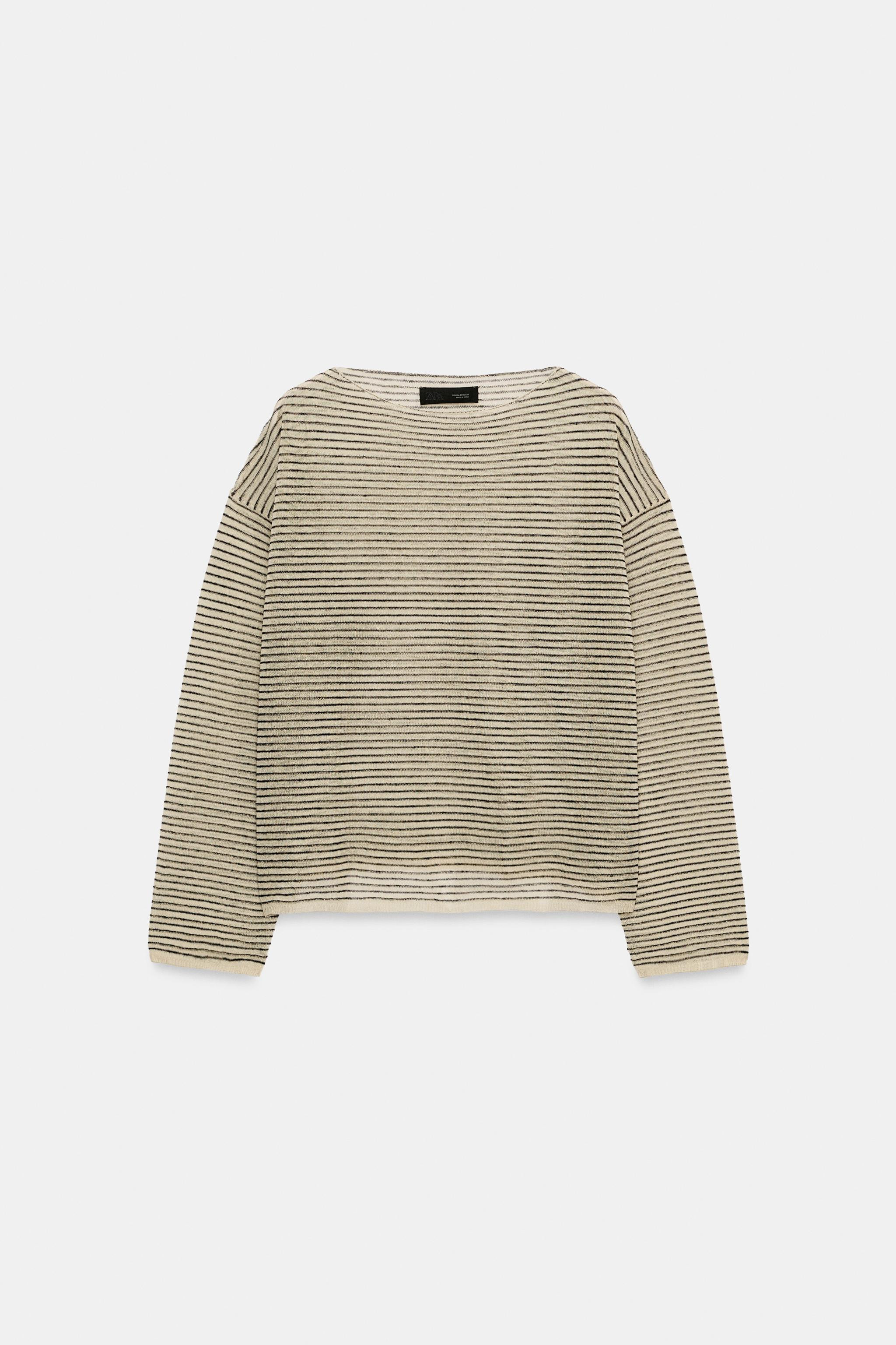 Fine knit jumper with 25% linen. Round neck and long sleeves. | Zara US