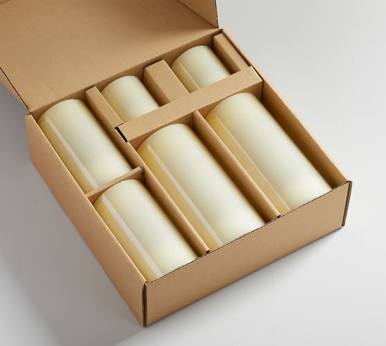 Standard Flameless Ivory Pillar Candles - Set Of 6 | Pottery Barn (US)
