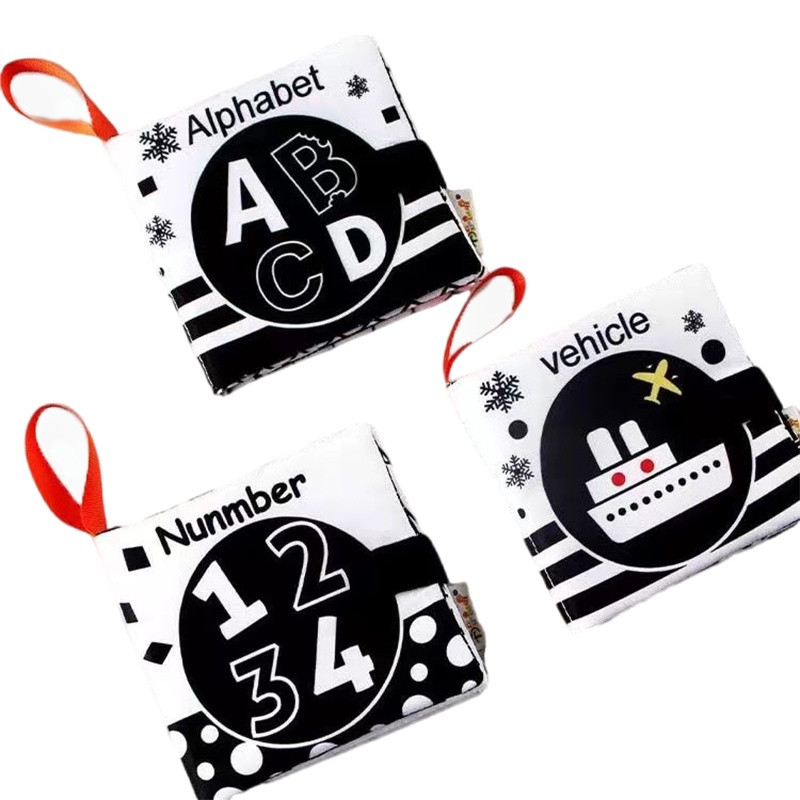 Livros De Pano Sensorial Livro De Alto Contraste Brinquedos De Bebê 0-12 Meses Berço Recém-Nas... | Shopee (BR)