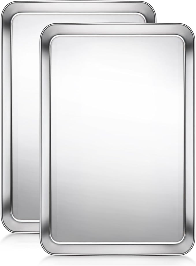 Baking Sheet, Cookie Sheet, Stainless Steel Baking Pan, 2 Piece-16''x 12'' x 1'', Sheet Pan for O... | Amazon (US)