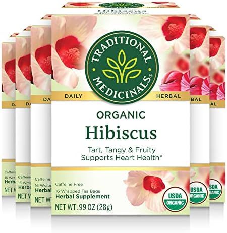Traditional Medicinals Organic Hibiscus Herbal Tea, Supports Cardiovascular Health, 16 Tea Bags (... | Amazon (US)