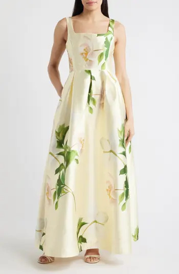 Floral Mikado Fit & Flare Gown | Nordstrom