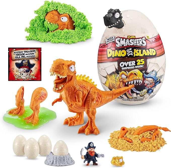 Smashers Dino Island Mega Egg T-Rex Toy by ZURU, Dinosaur Toys for Kids 5+, Includes 25 Dino-Isla... | Amazon (US)