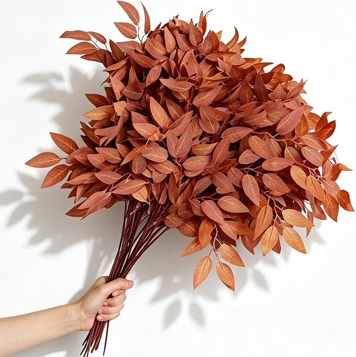25pcs Italian Ruscus Greenery Fall Leaves Stems Garland for Vase Home Decor | Amazon (US)