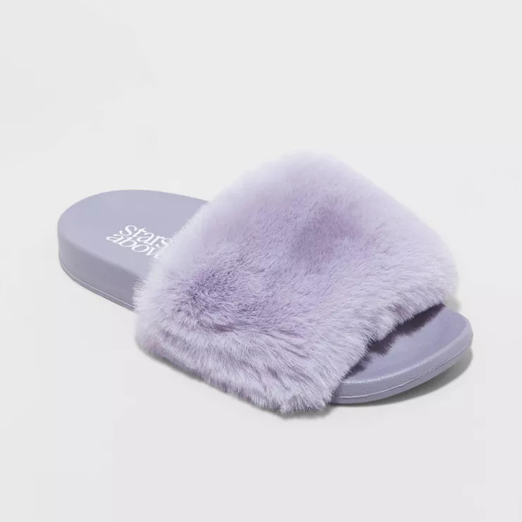 Women's Annika Single Band Fur Slide Slippers - Stars Above™ | Target