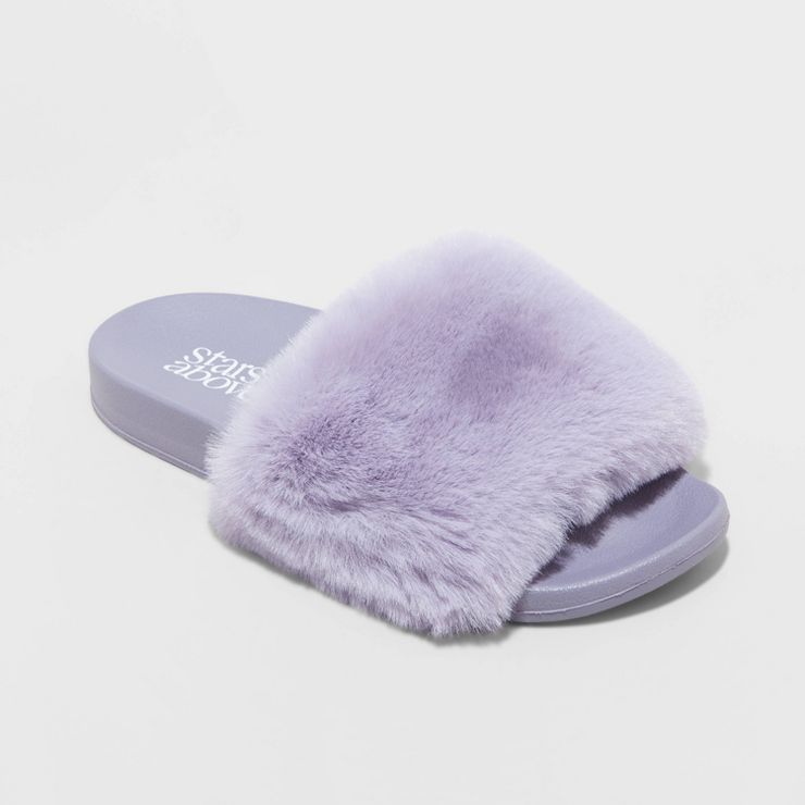 Women's Annika Single Band Fur Slide Slippers - Stars Above™ | Target