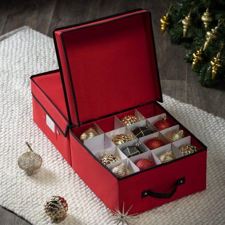 Premium Holiday Underbed Christmas Ornament Storage Box With Lid - Sturdy 600D Oxford Fabric Stores  | Walmart (US)