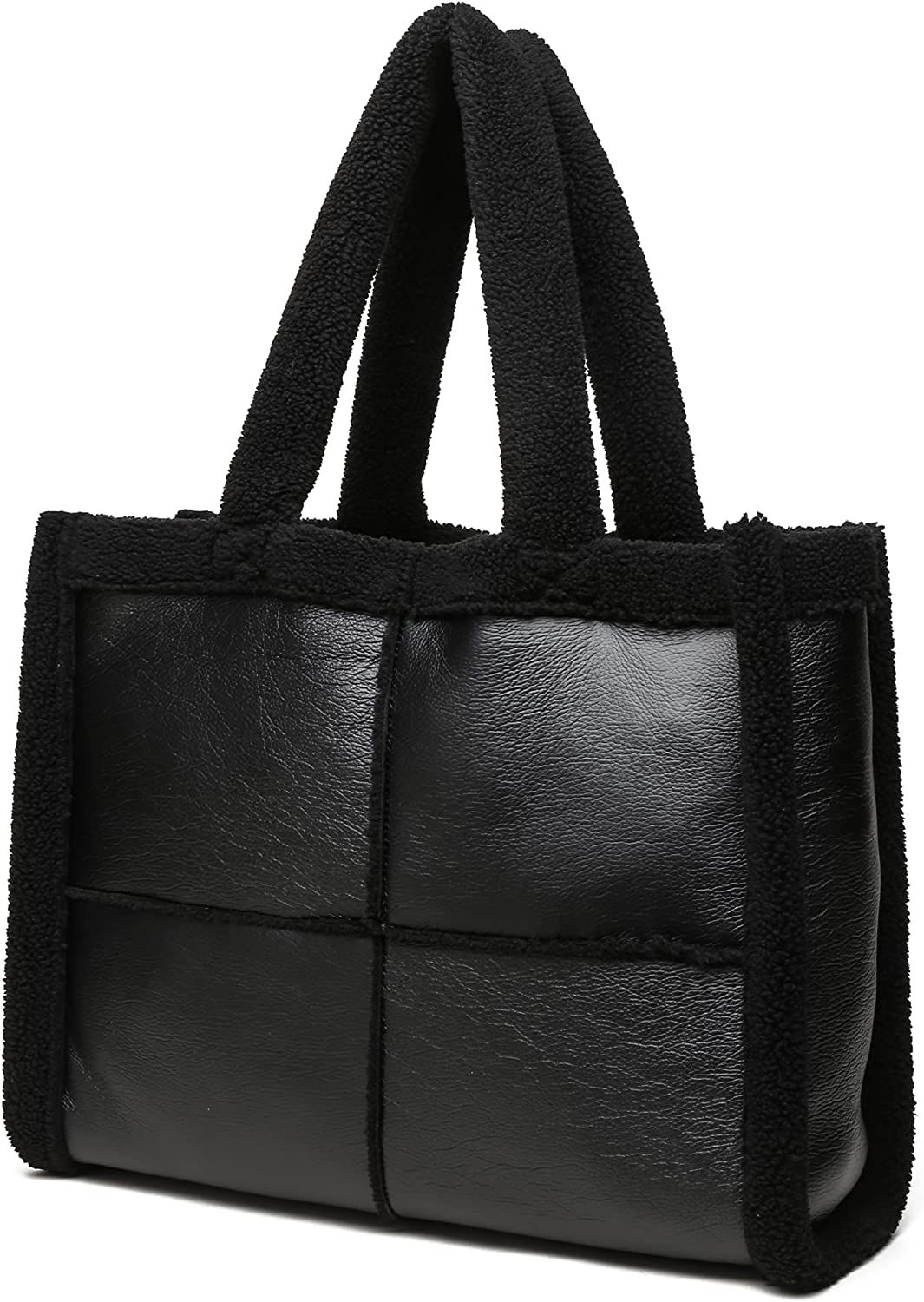 Like Dreams Women Soft Sherpa Tote Vintage Vegan Leather Winter Fashion Handbag Purse | Amazon (US)