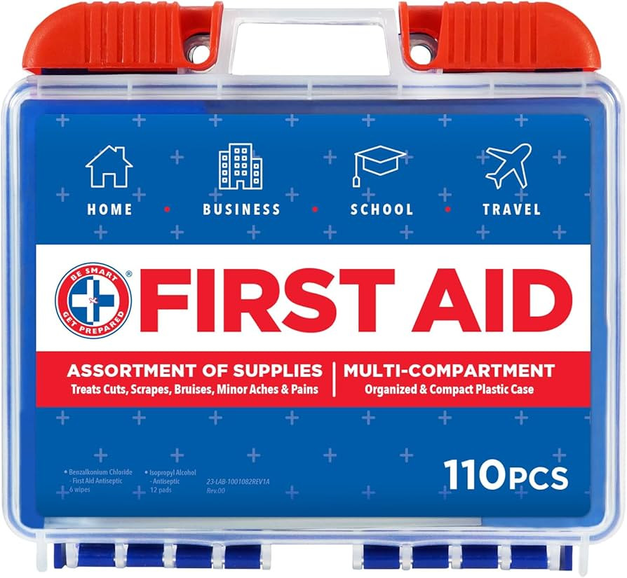 Be Smart Get Prepared 110 pc First Aid Kit: Clean, Treat, Protect Minor Cuts, Home, Office, Car, ... | Amazon (US)