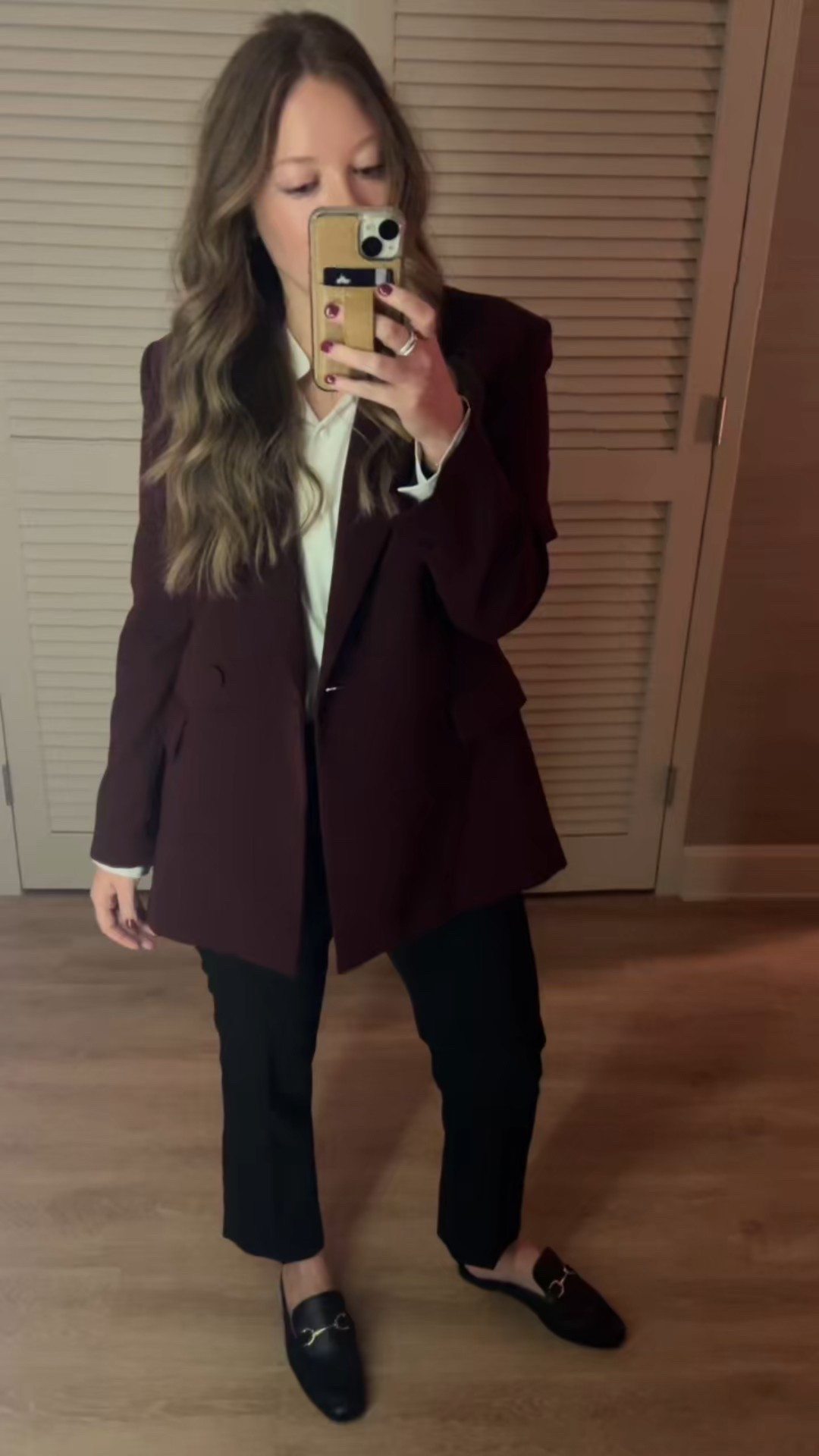 Maroon blazer / tts wearing a medium 
Black ankle pants / tts wearing an 8
Black mules / tts 

#LTKWorkwear #LTKSaleAlert #LTKootd