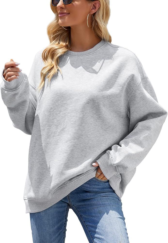 Lecieldusoir Women's Oversized Casual Long Sleeve Crew Neck Sweatshirts Pullover Tops | Amazon (US)