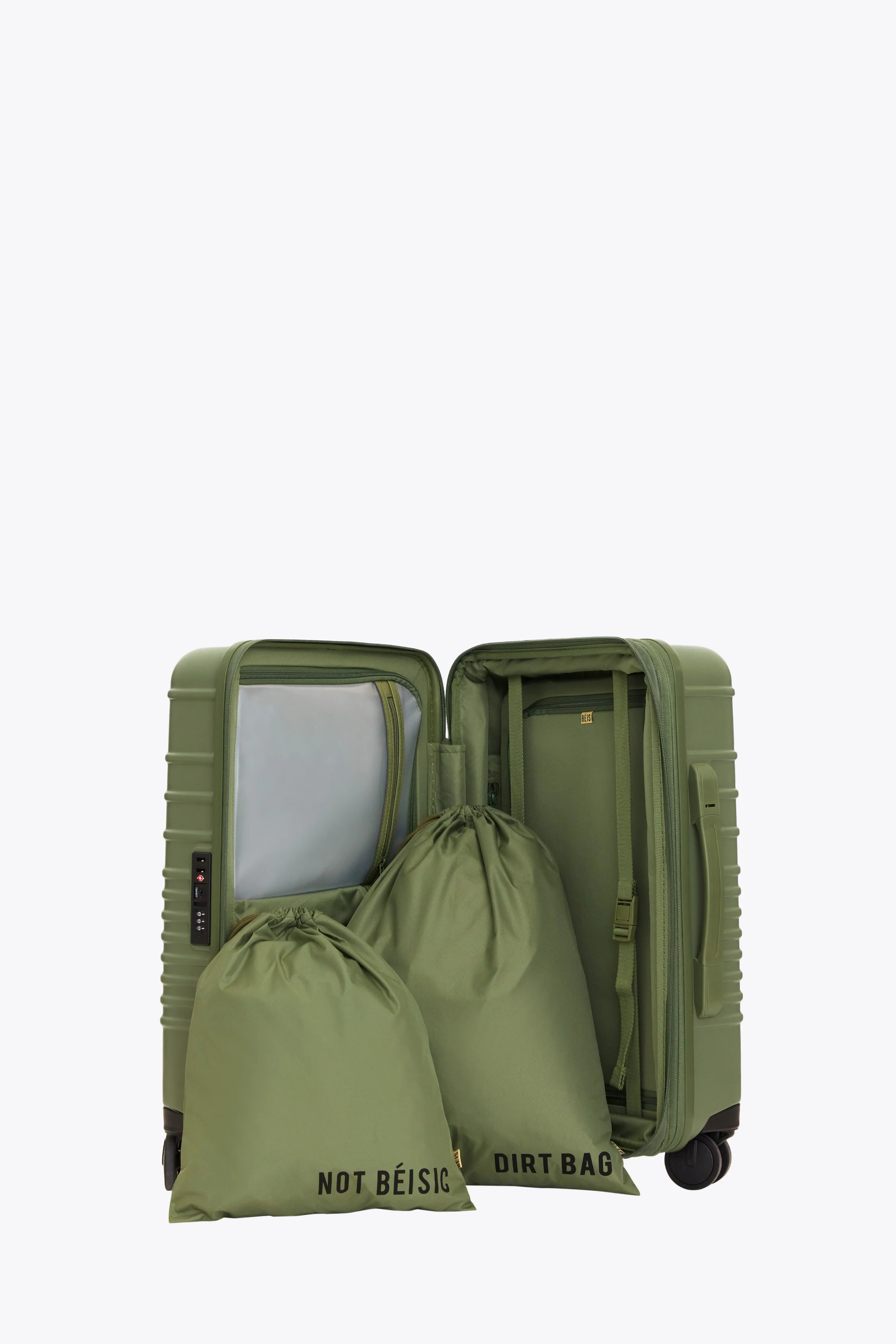 B\u00c9IS 'The Carry-On Roller' in Olive - Olive Green Carry-On Luggage & Suitcases | BEIS