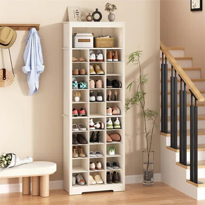 72'' White Tall Shoe Cabinet, Freestanding Tall Shoe Rack | Wayfair North America