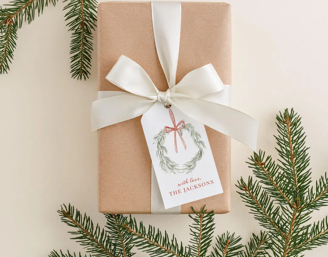 Personalized 2 X 3.5 Inch Watercolor Christmas Wreath Gift Tags | Custom Gift Tags - Etsy | Etsy (US)