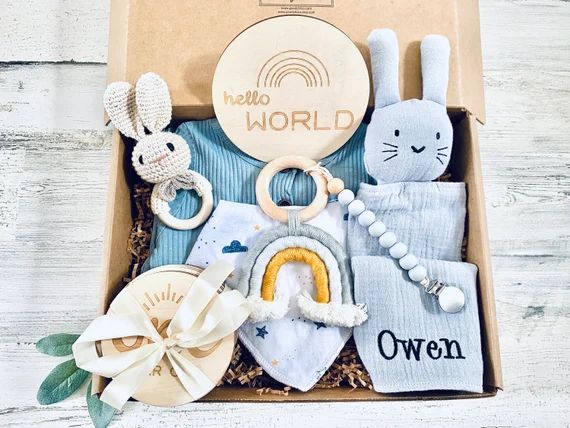 Baby Boy Gift, Baby Gift Box Set, Gift For Baby, Baby Boy Shower Gift, New Baby Gift, Personalize... | Etsy (US)