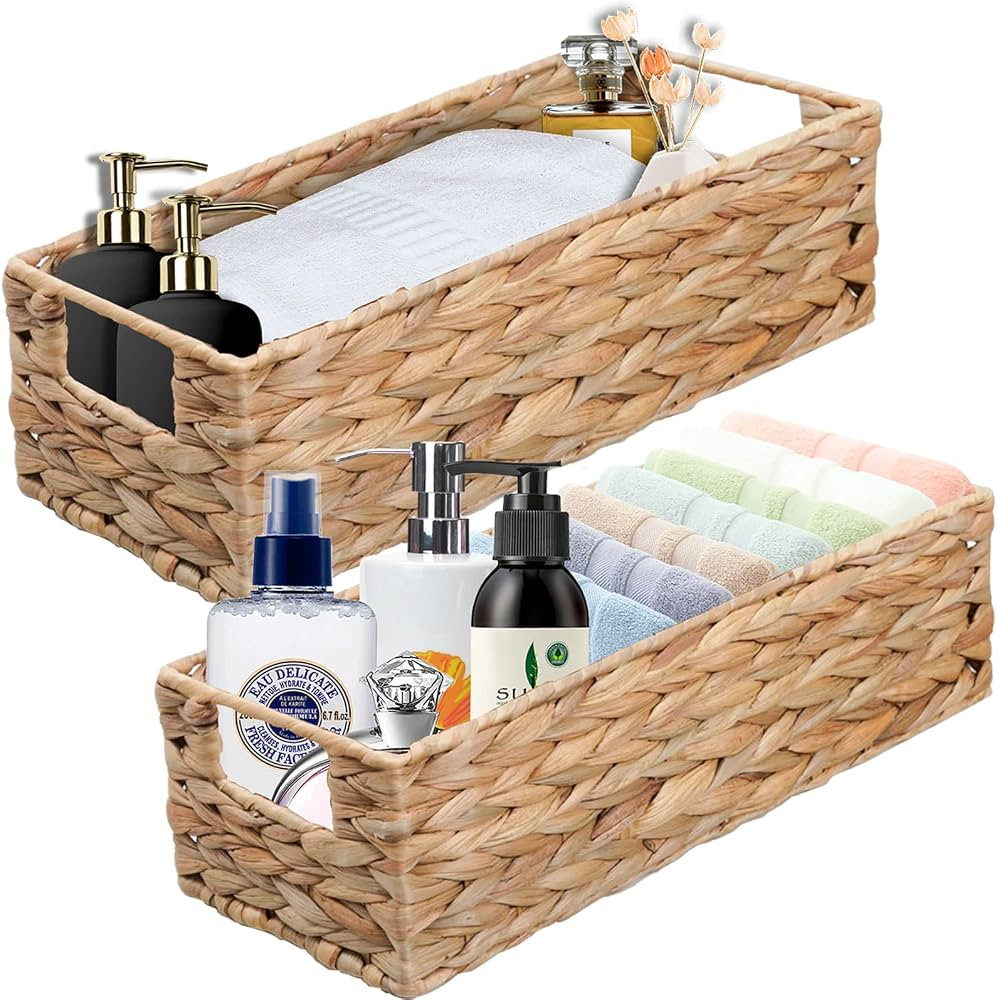 OUTBROS 2 Pack Woven Storage Basket, Storage Organizer Basket, Toilet Paper Basket, Vintage Baske... | Amazon (US)