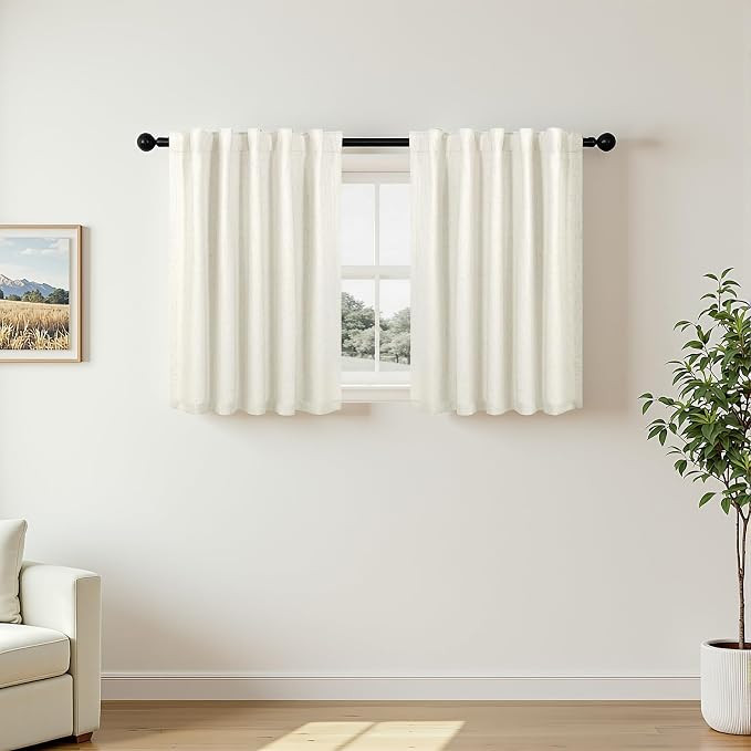 Pitalk Short Linen Blackout Curtains 30 Inch Length for Kitchen Windows Over Sink 42" Wide Cream ... | Amazon (US)