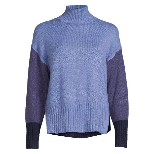 Time and Tru Wome's Color Blocked Mock Neck Sweater | Walmart (US)