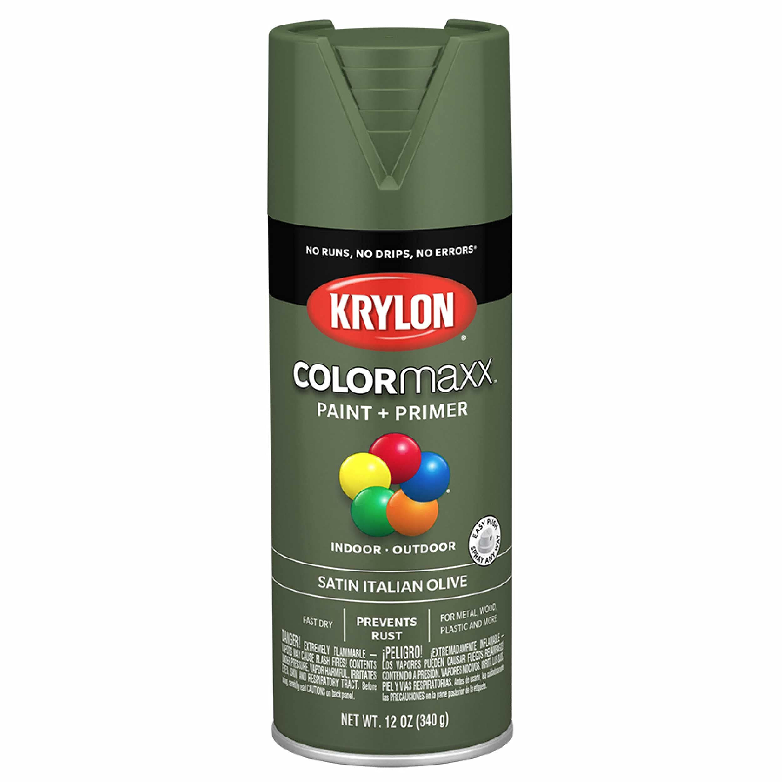 Krylon K05566007 COLORmaxx Spray Paint and Primer for Indoor/Outdoor Use, Satin Italian Olive Gre... | Amazon (US)
