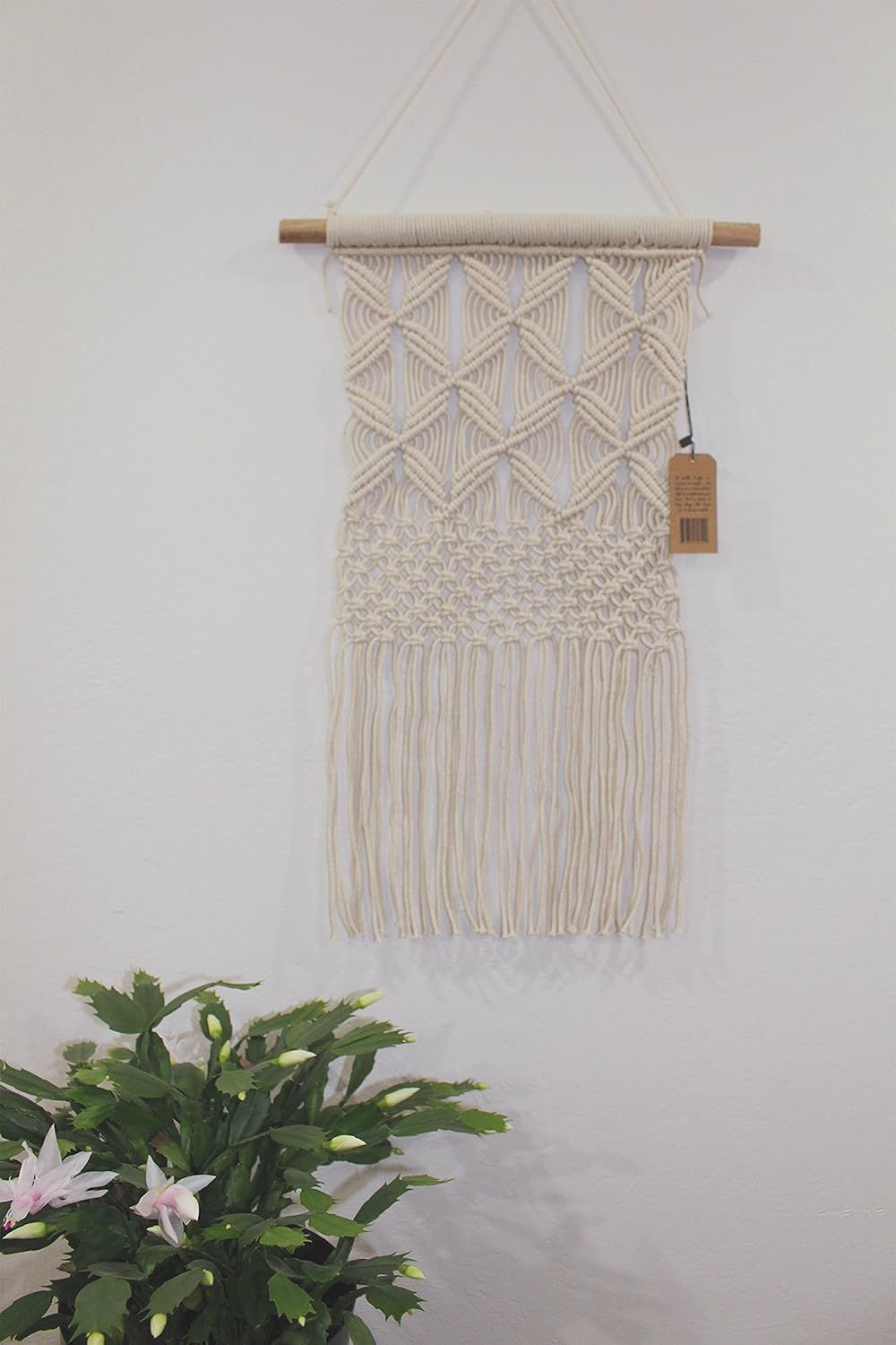Gentle Crafts BoHo Macrame Hanging Wall Decor: Decorative Wall Art Cotton Rope Cord Woven Tapestr... | Amazon (US)