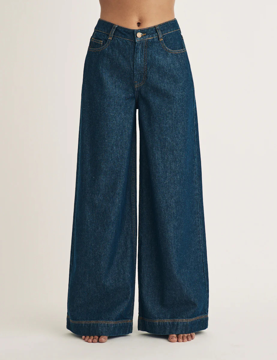 Dark Wash Denim Super Wide Leg Jeans | Nobody's Child