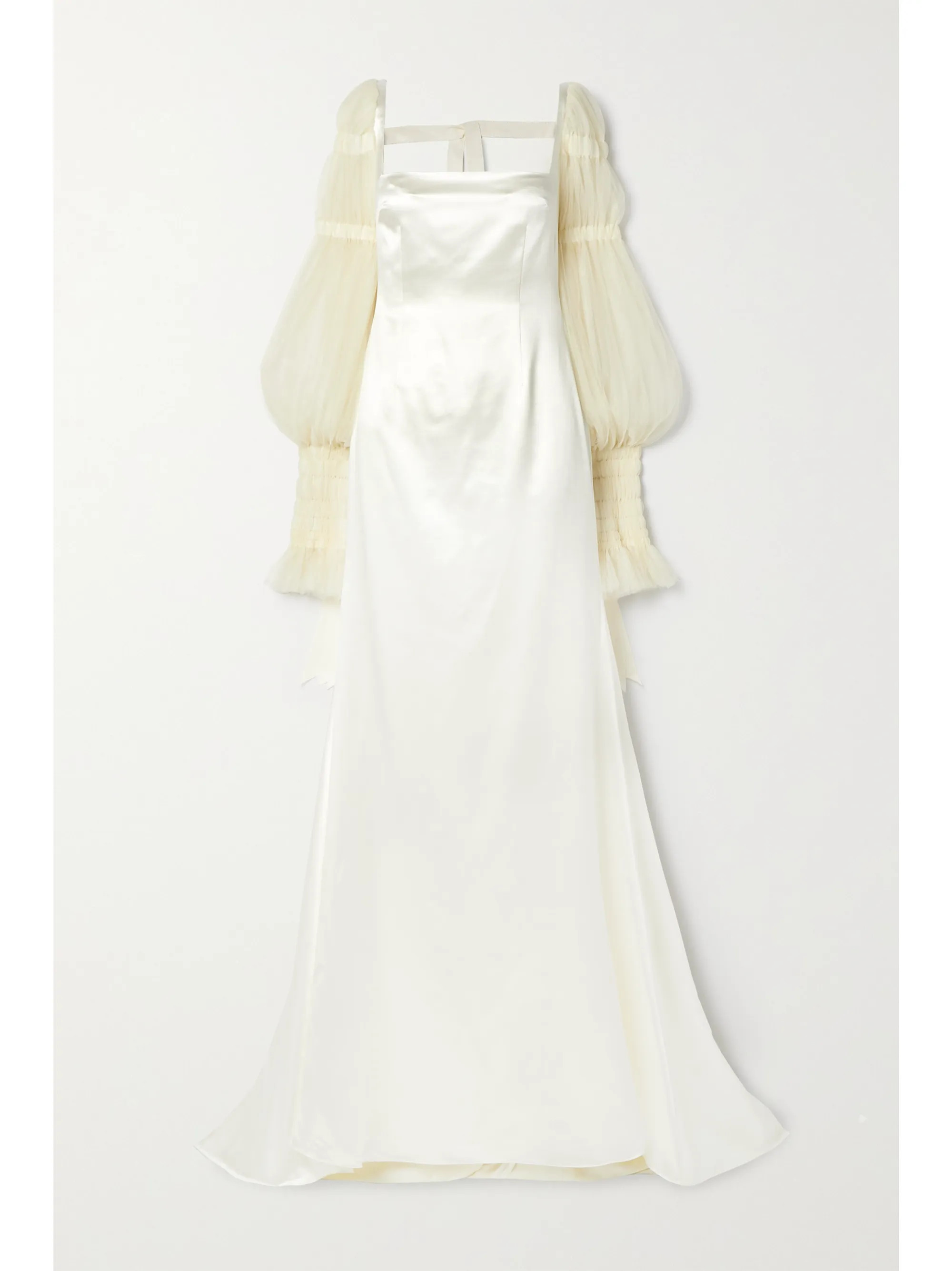 Ivory Ruby tulle-trimmed wool and silk-blend satin gown | Danielle Frankel | NET-A-PORTER | NET-A-PORTER (UK & EU)