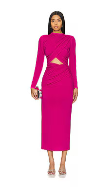 MISHA Emmeline Midi Dress in Raspberry from Revolve.com | Revolve Clothing (Global)