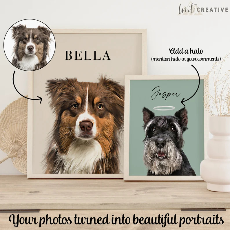 Custom Pet Portrait From Photo Custom Pet Portrait Custom Dog Portrait Pet Memorial Gifts Custom ... | Etsy (US)