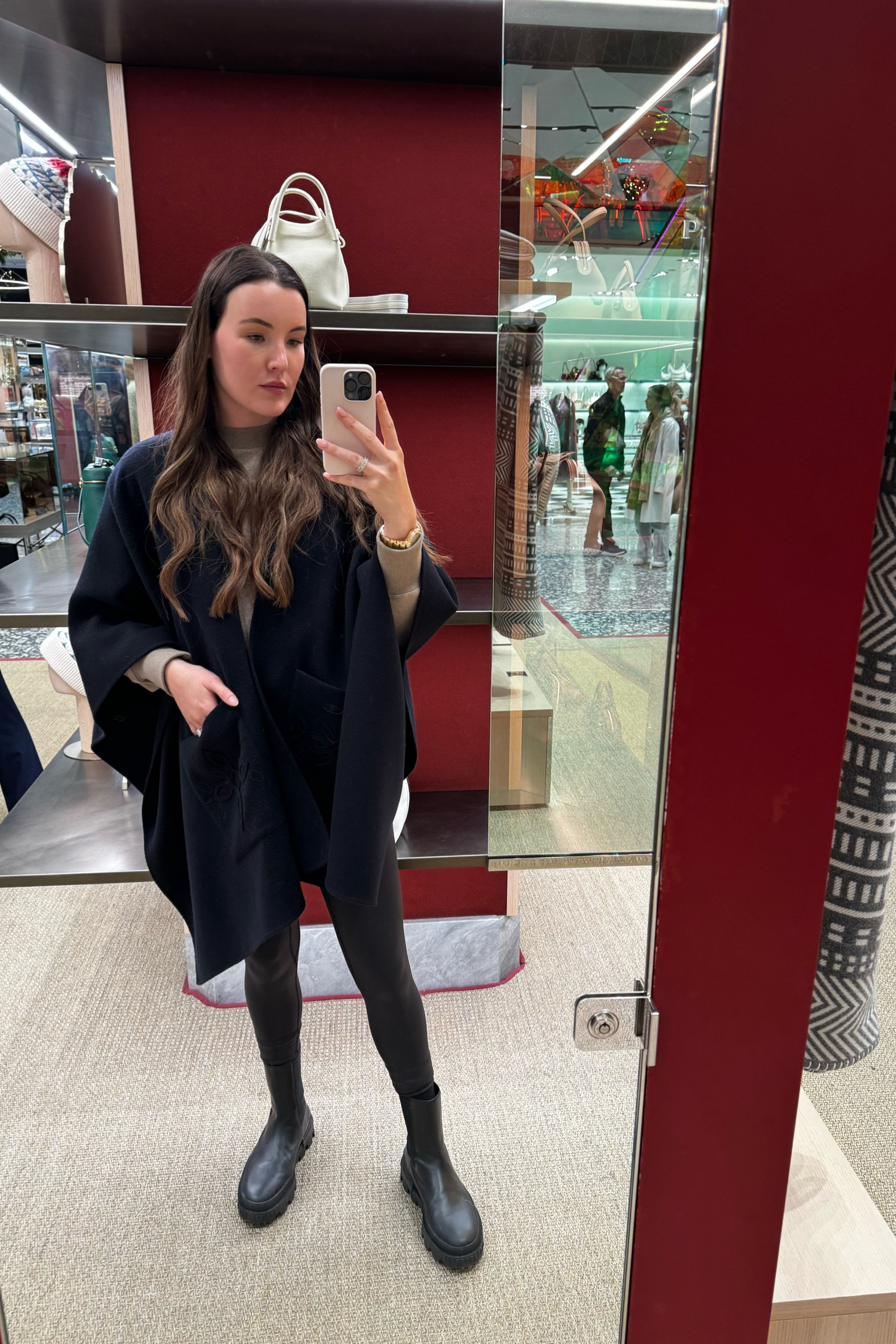I think I need this Loro Piana cape. Perfect for cooler temps & cocktail events in the fall. 
Lululemon leggings; Moncler Boots, Varley sweatshirt, women’s clothing, fall fashion, winter fashion, Jewelry 

#LTKstyletip