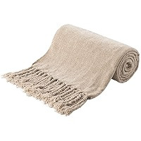 BATTILO HOME Beige Chenille Throw Blanket for Couch, Soft Cozy Textured Knit Throw Blanket with H... | Amazon (US)
