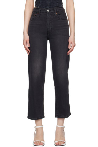 Levi's - Black Ribcage Straight Ankle Jeans | SSENSE