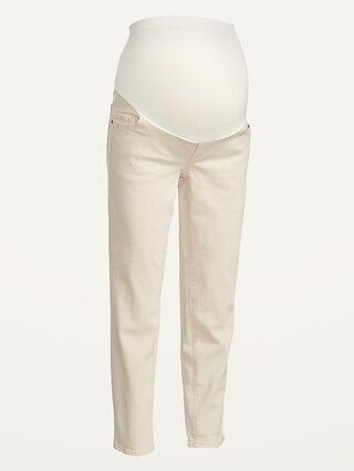 Maternity Full Panel O.G. Straight Ecru Ankle Jeans | Old Navy (US)