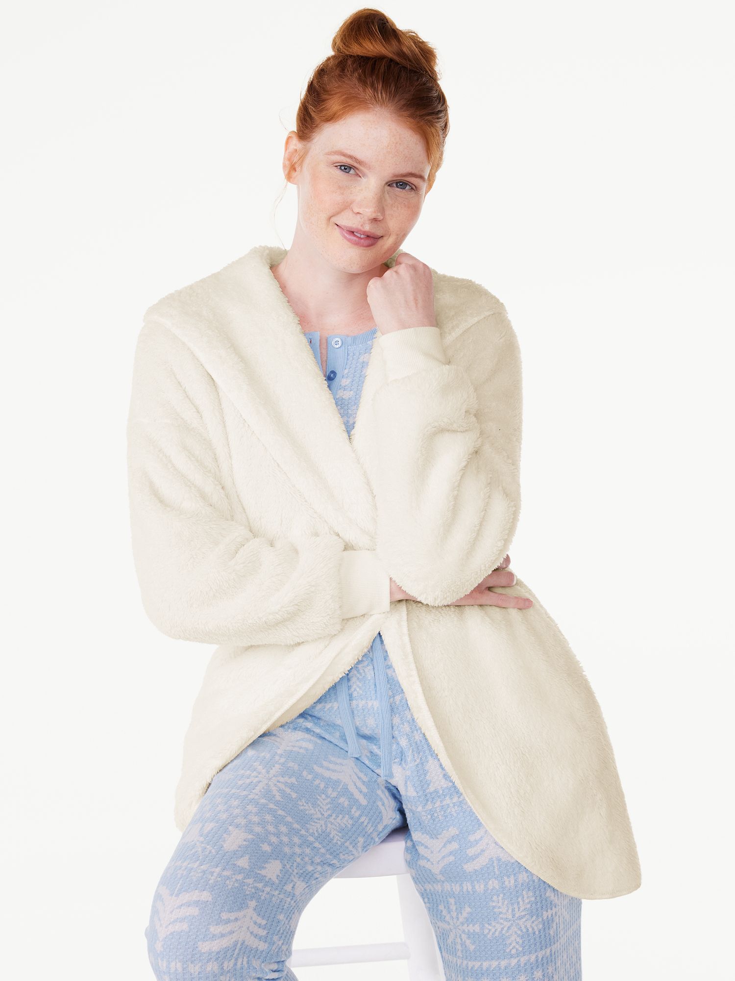 Joyspun Women’s Plush Hoodie Cardigan, Sizes XS to 3X | Walmart (US)
