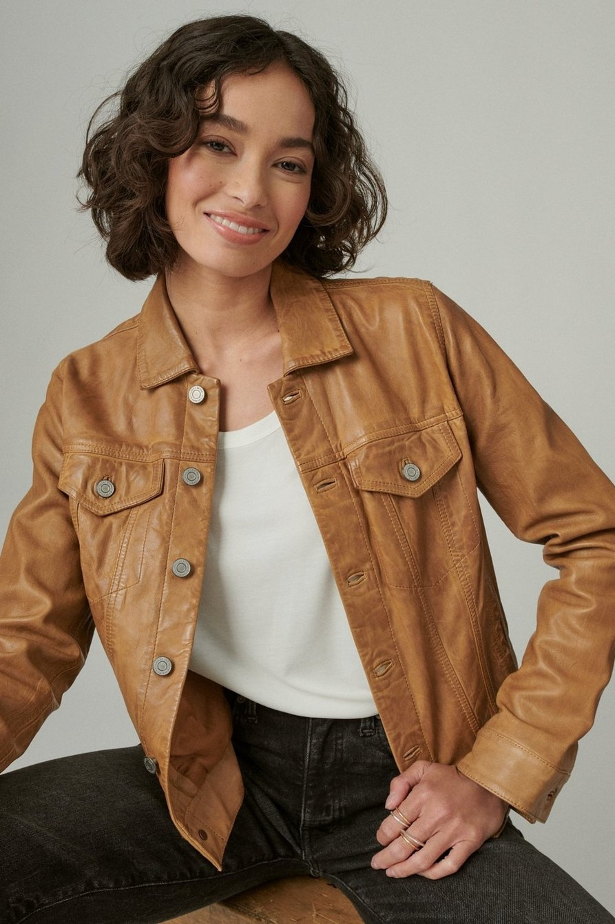 LEATHER TRUCKER JACKET | Lucky Brand