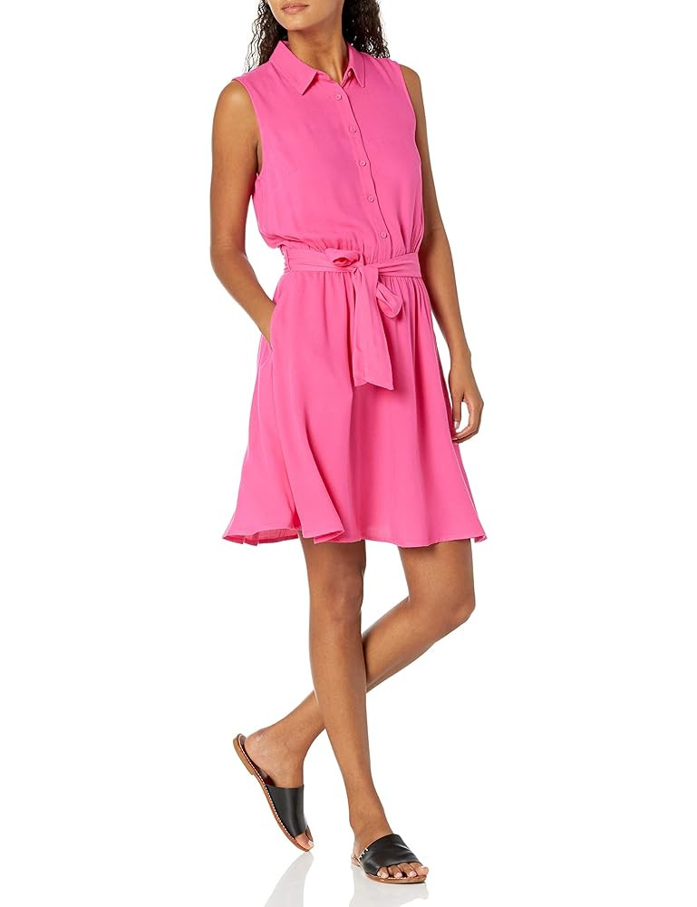 Amazon Essentials Women's Sleeveless Relaxed-Fit Woven Shirt Dress | Amazon (US)